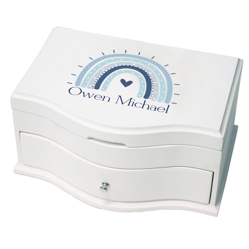 Personalized Princess Jewelry Box - Blue Boho Rainbow