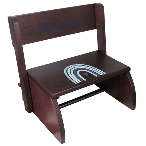 Personalized Blue Boho Rainbow Espresso Flip Stool