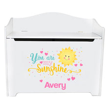 Personalized You Are My Sunshine White Toy Box Bench