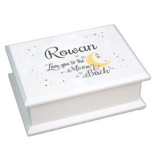 Personalized Love You to the Moon and Back Lift Top Jewelry Box