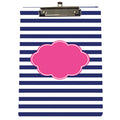 Monogrammed Blue & Pink Stripes Clipboard