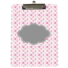 Custom 9" x 12" Clipboard - Pink & Gray Poppy Flowers