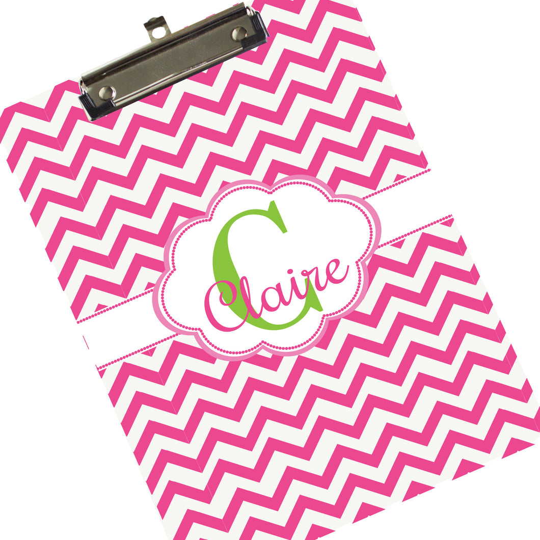 Personalized Pink Chevron Clipboard for girl