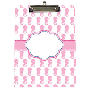 Monogrammed Pink Seahorse Clipboard