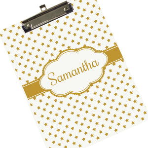 Personalized Clipboard - Rose Gold Stars