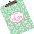 Custom Mint & Pink Quatrefoil Clipboard
