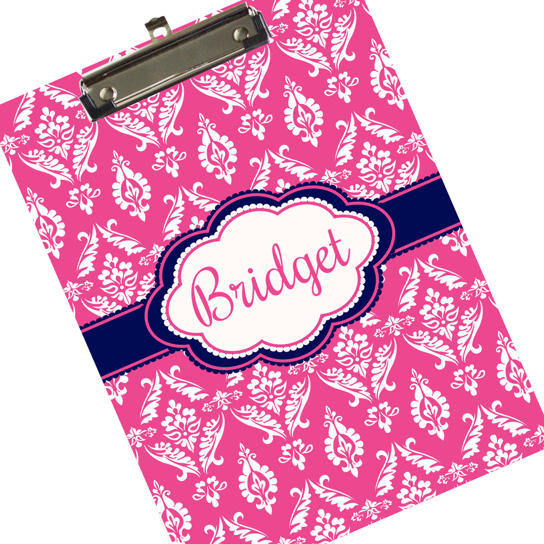 Custom Pink Damask Clipboard