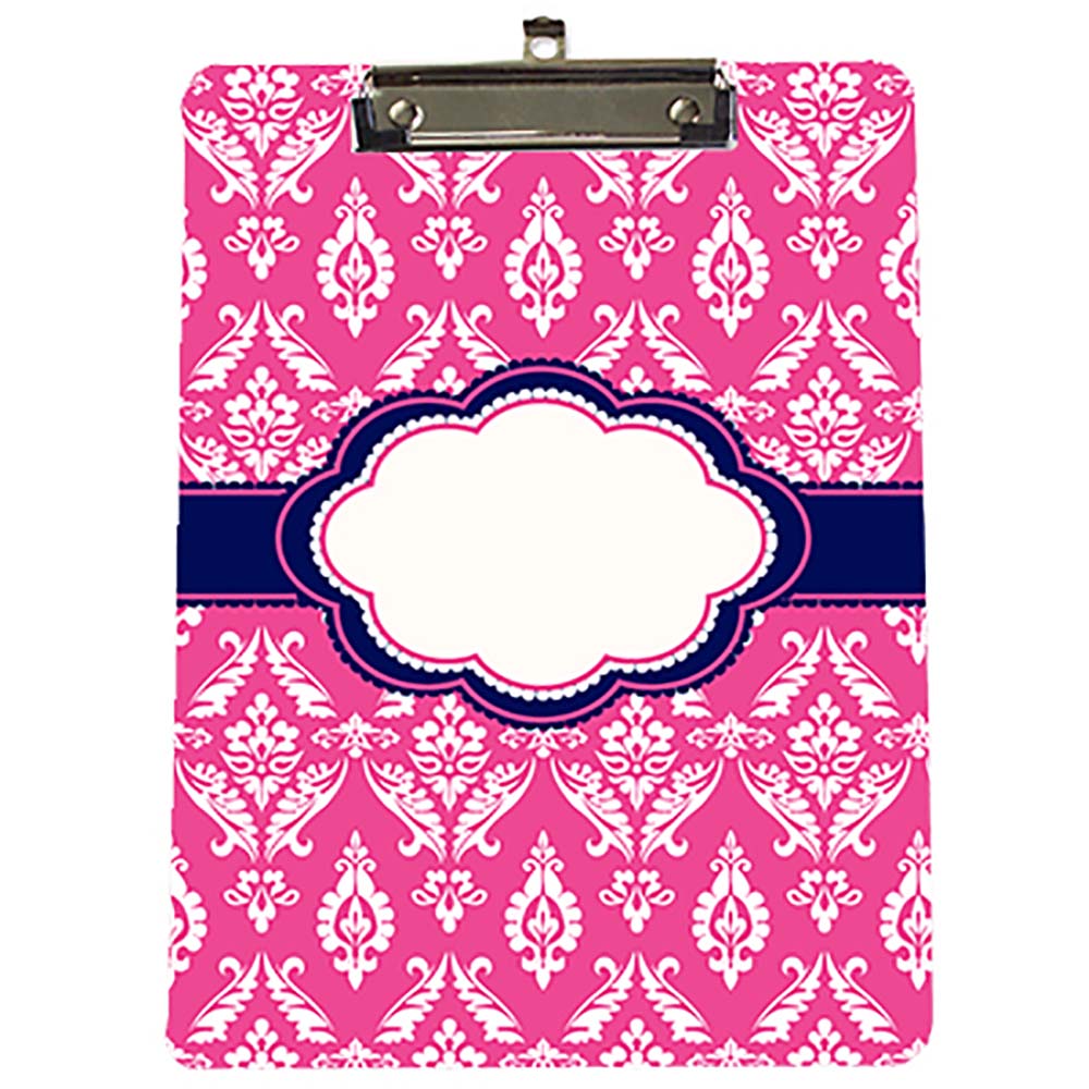 Custom Pink Damask Clipboard