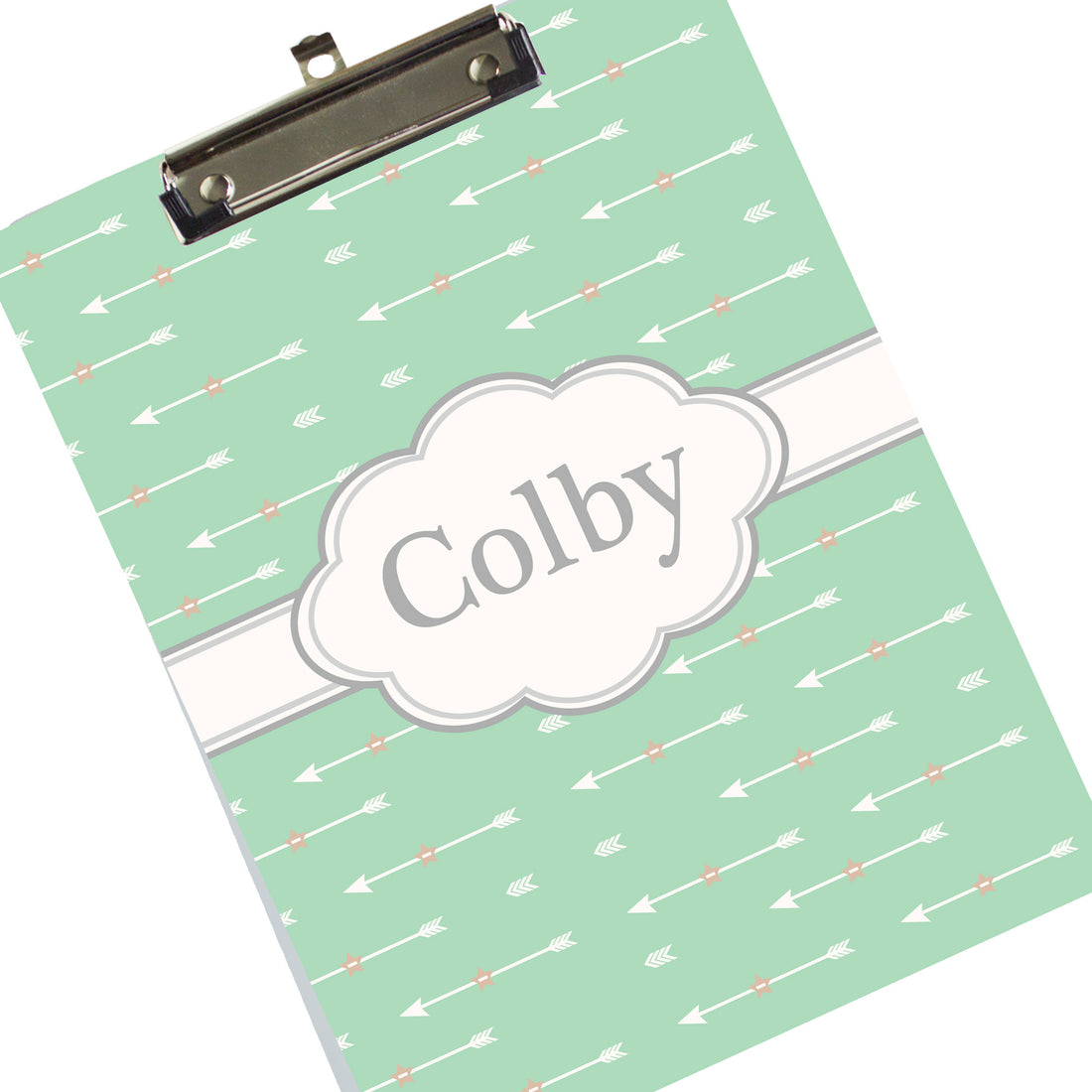 Monogrammed Arrow Clipboard - Mint Green Arrows