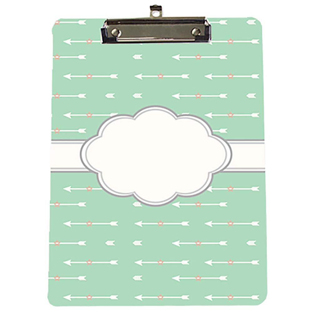 Monogrammed Arrow Clipboard - Mint Green Arrows