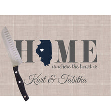 Home Is Illinois Glass Cutting Board