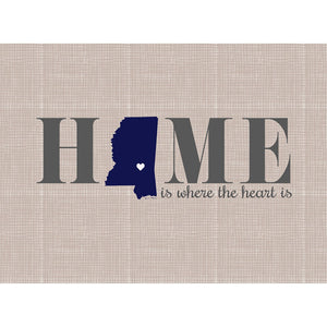 Home Is Mississippi Glass Cutting Board