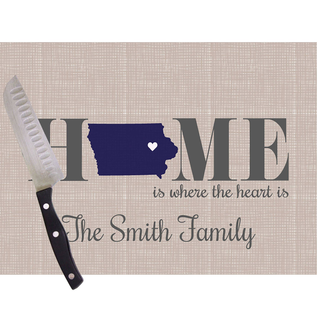 Home Is Iowa Glass Cutting Board