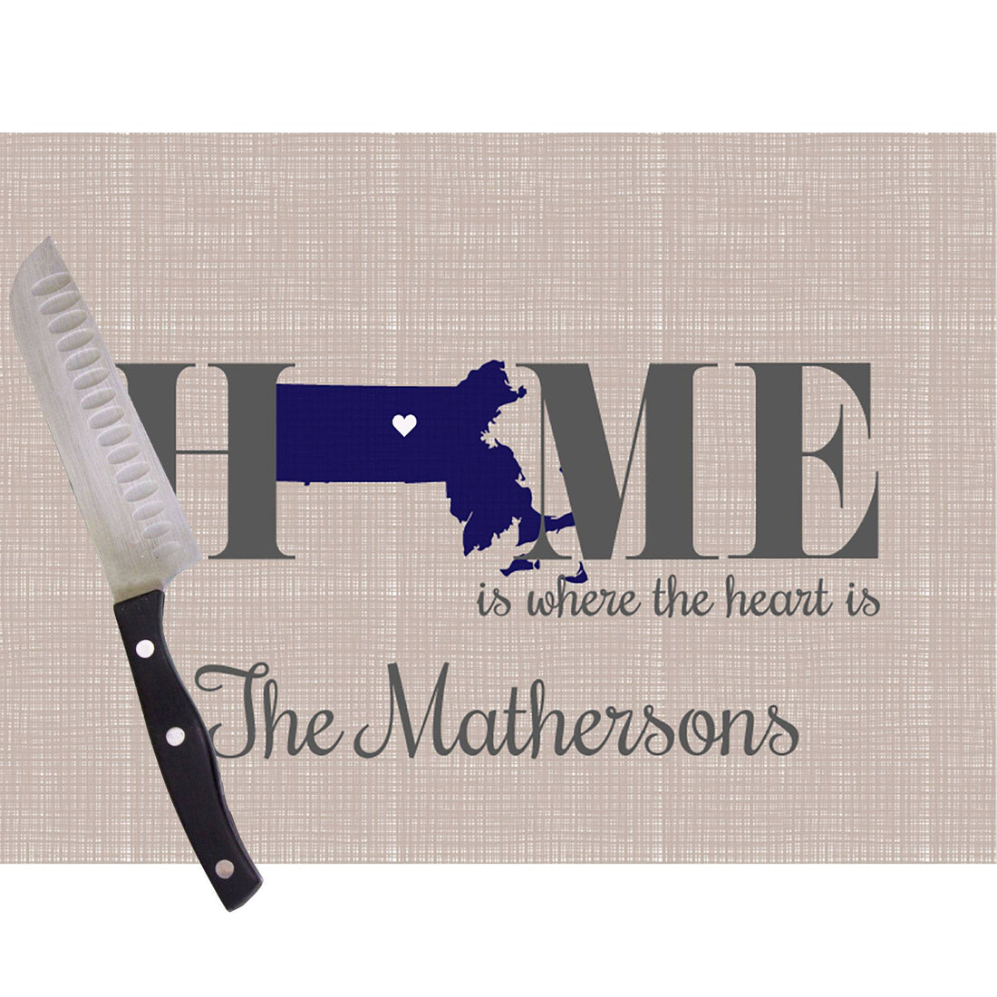 Home is where the heart is Cutting Board - Massachusetts - MyBambino.com