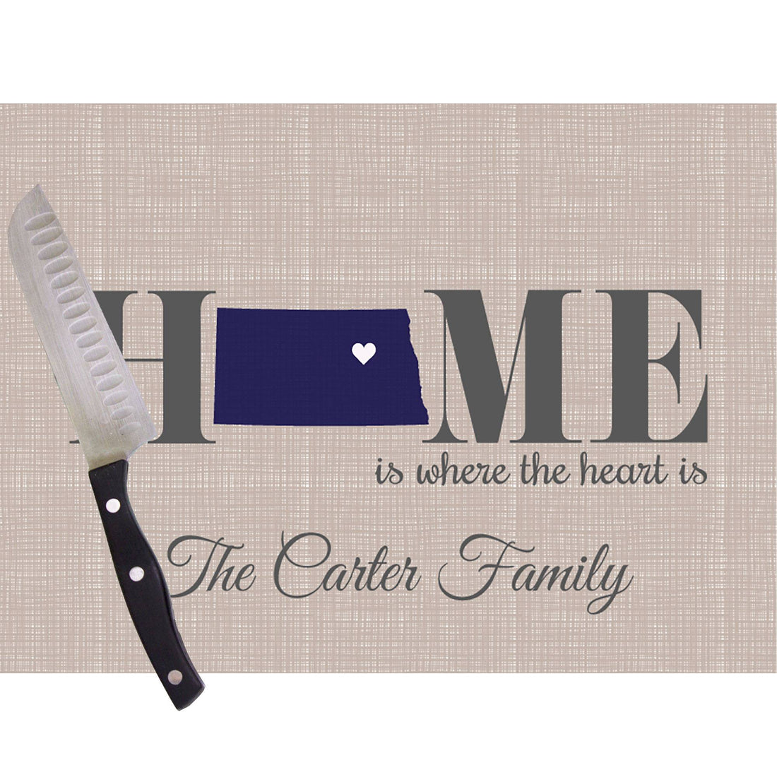 Home Is North Dakota Glass Cutting Board