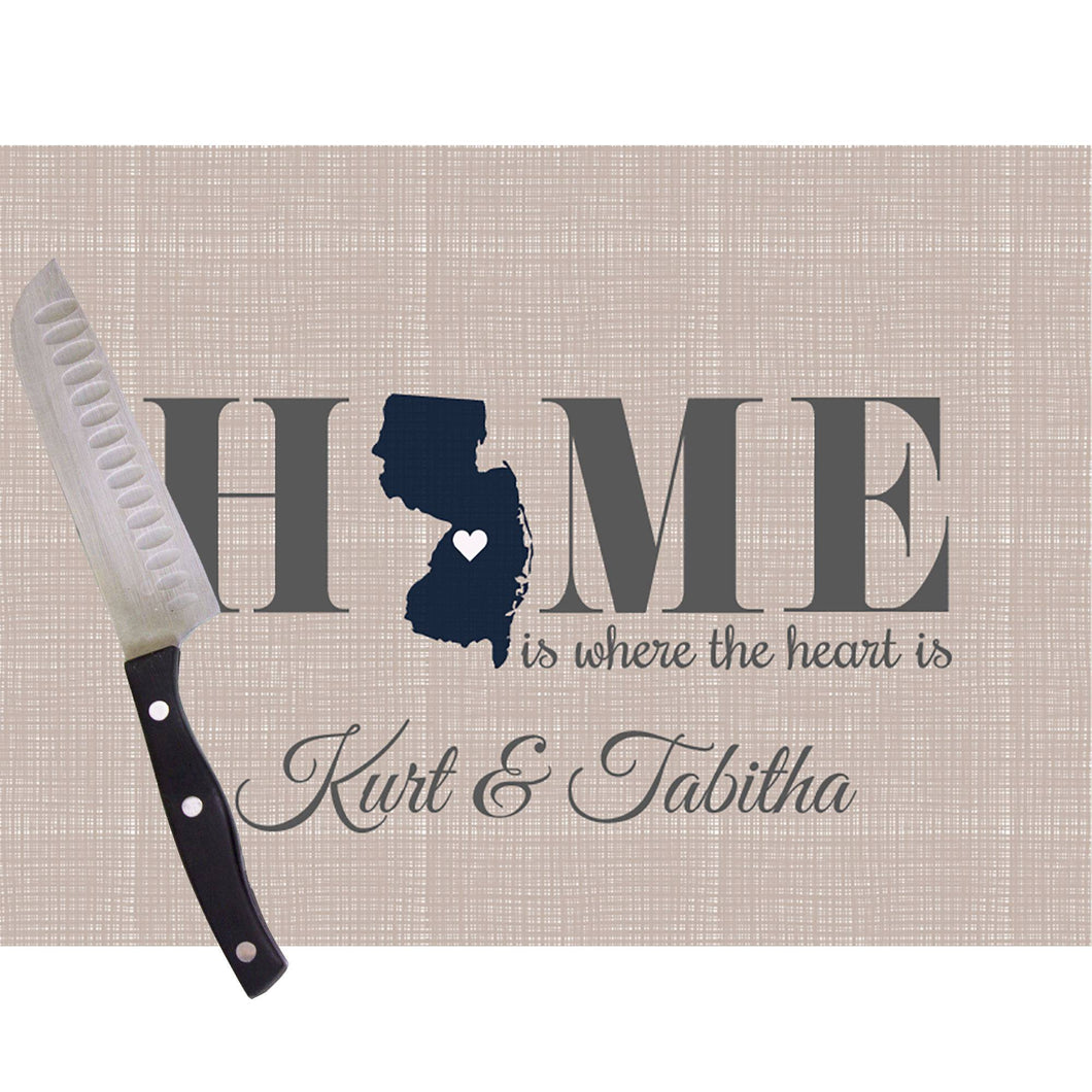 Home Is New Jersey Glass Cutting Board