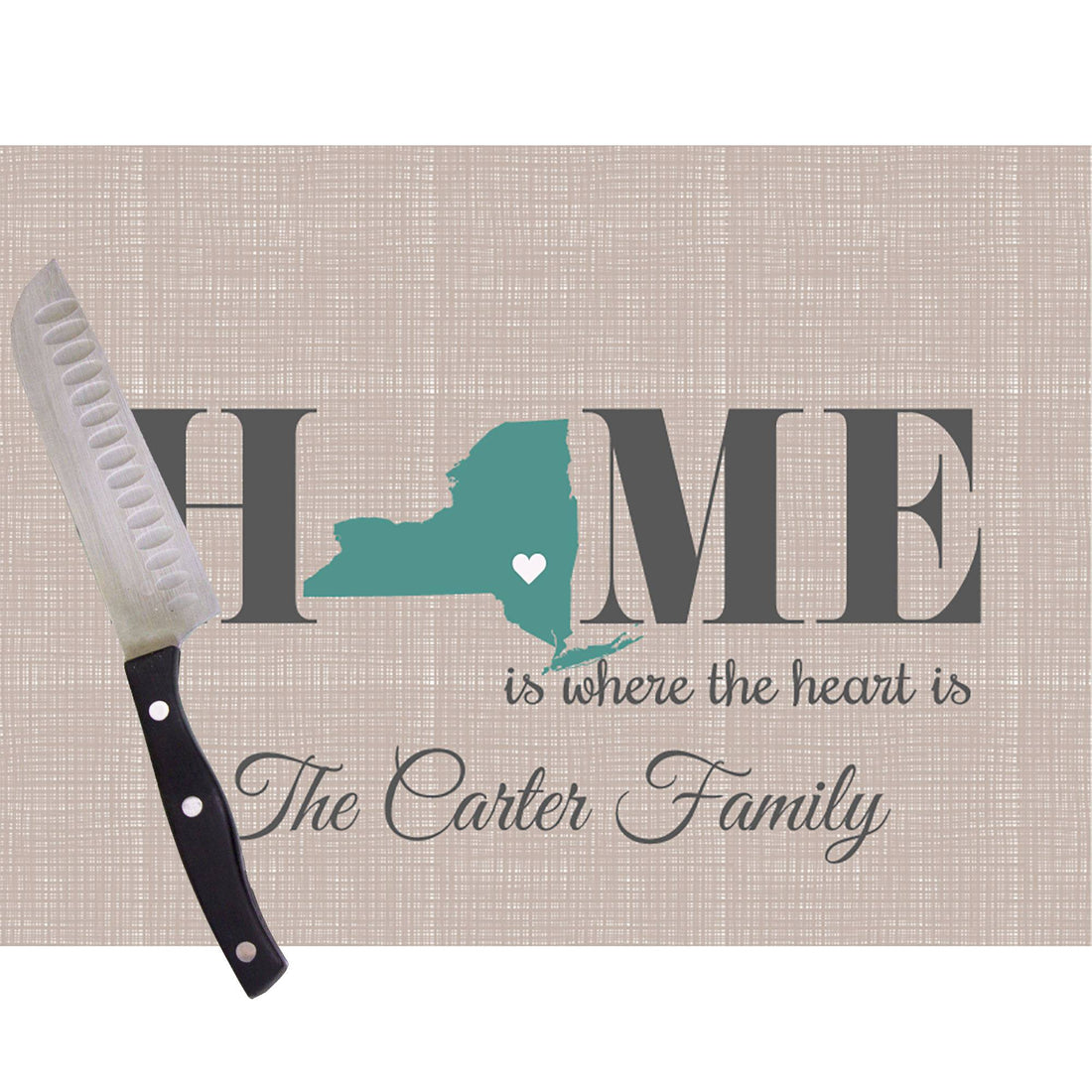 Home Is New York Glass Cutting Board