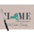 Home Is New York Glass Cutting Board