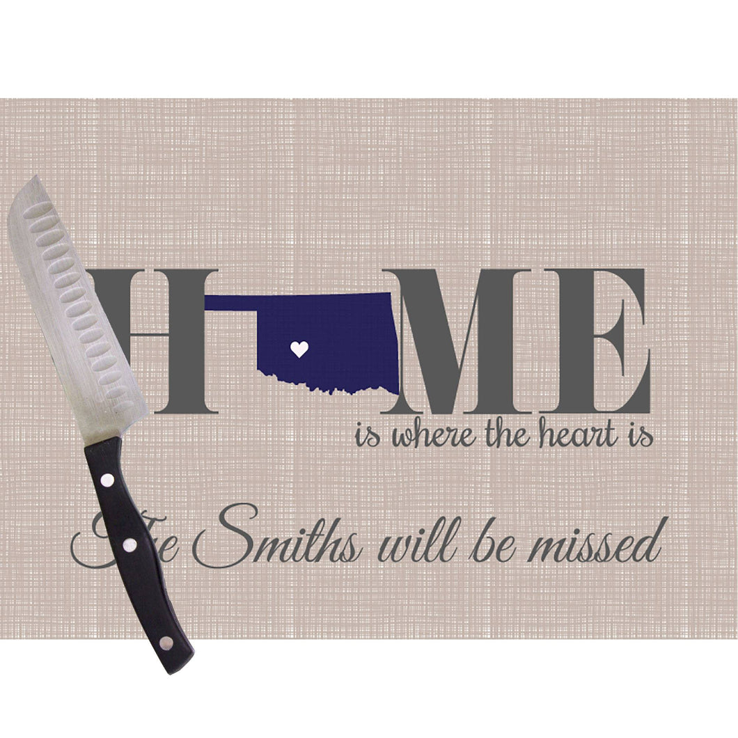 Home Is Oklahoma Glass Cutting Board