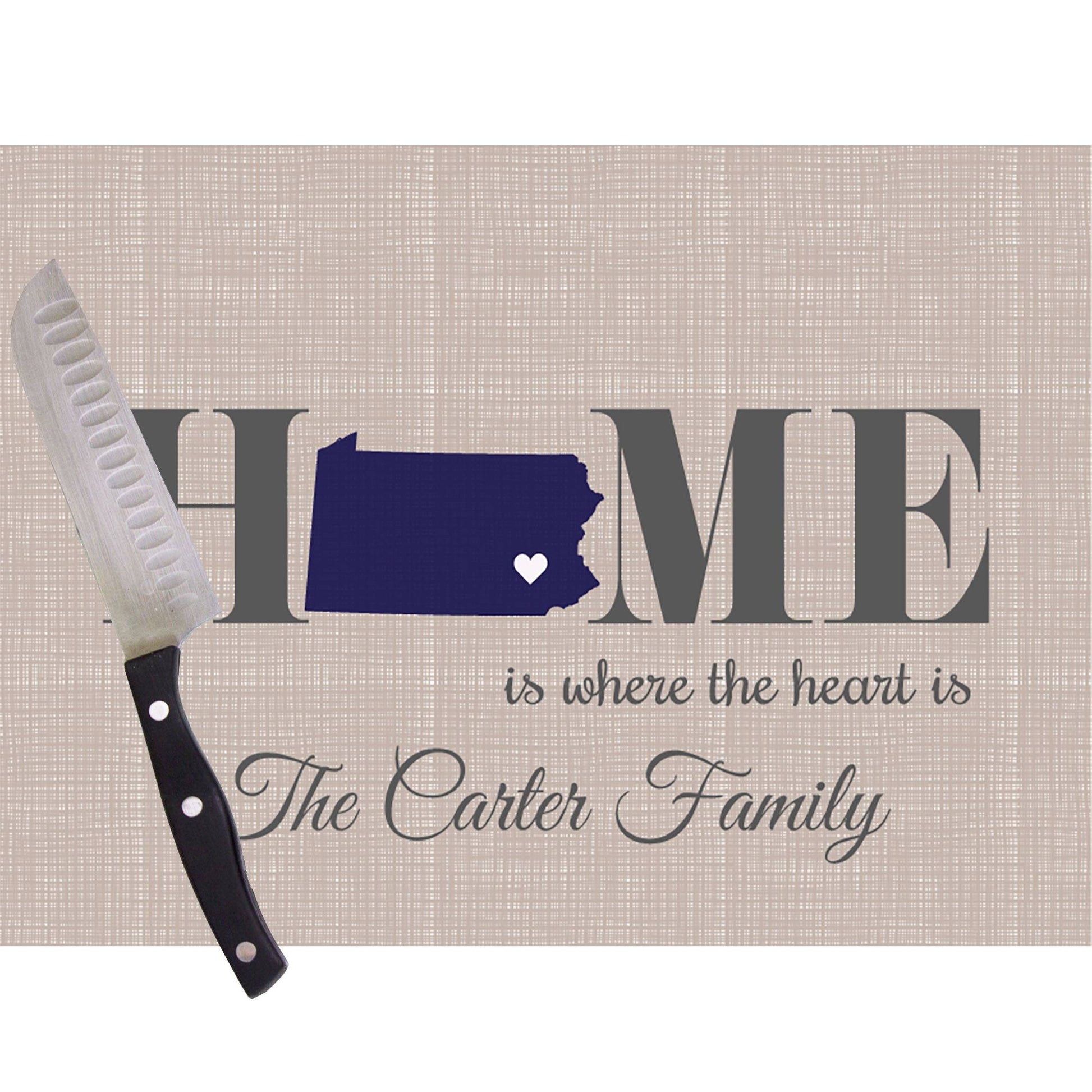 Home Is Pennsylvania Glass Cutting Board