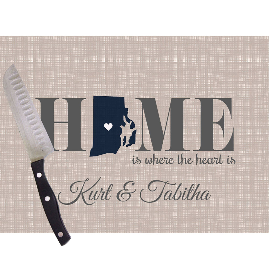 Home is where the heart is Cutting Board - Rhode Island - MyBambino.com