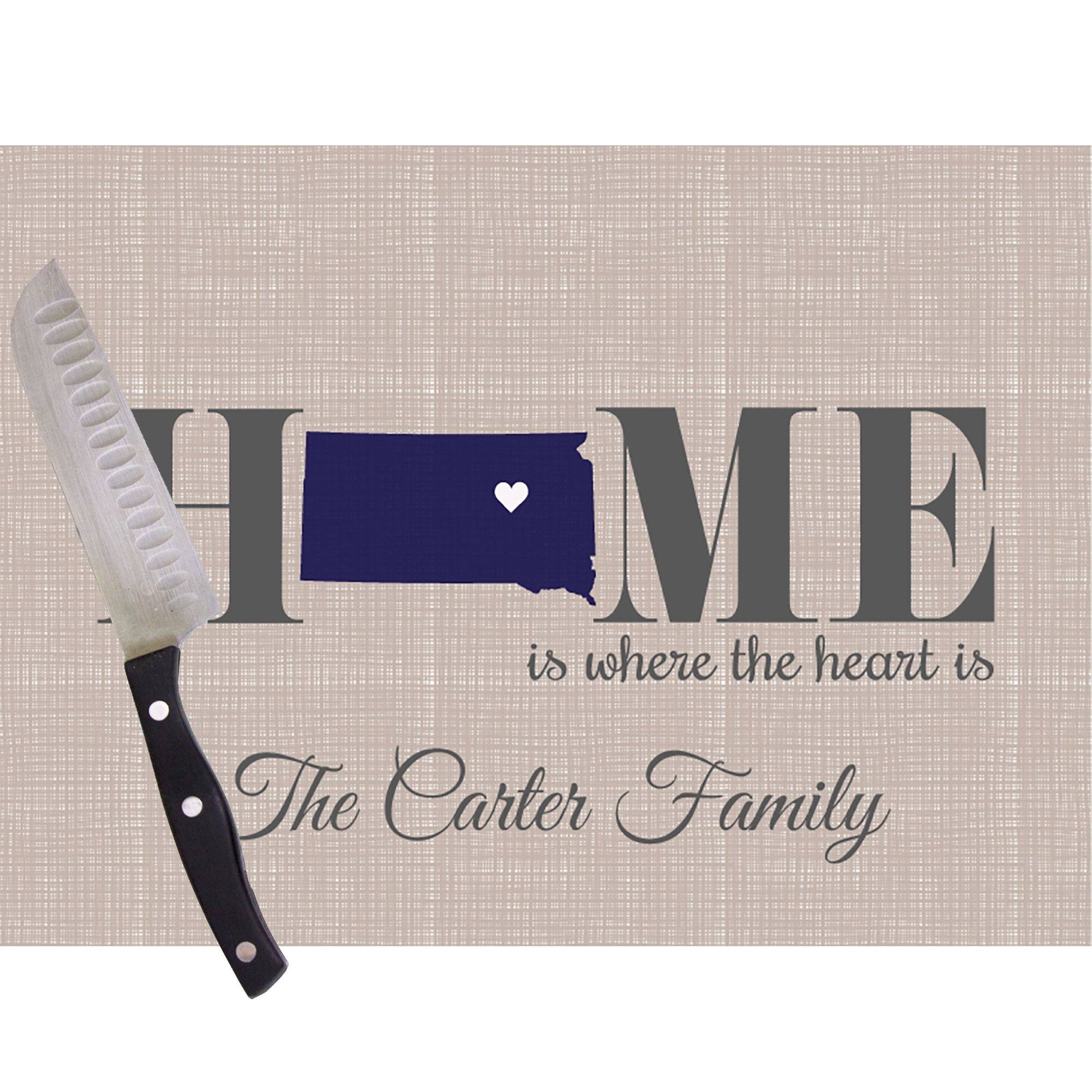 Home Is South Dakota Glass Cutting Board