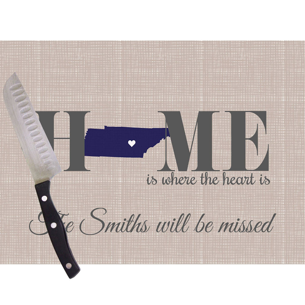 Home Is Tennesee Glass Cutting Board