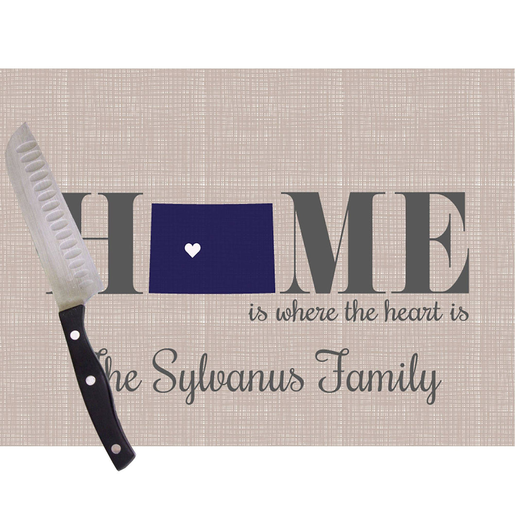 Home Is Wyoming Glass Cutting Board