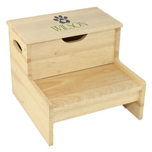 Wood Storage Stool - Paw Print Heart