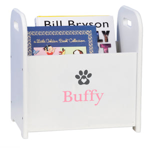 Personalized Book Caddy - Paw Print with Heart