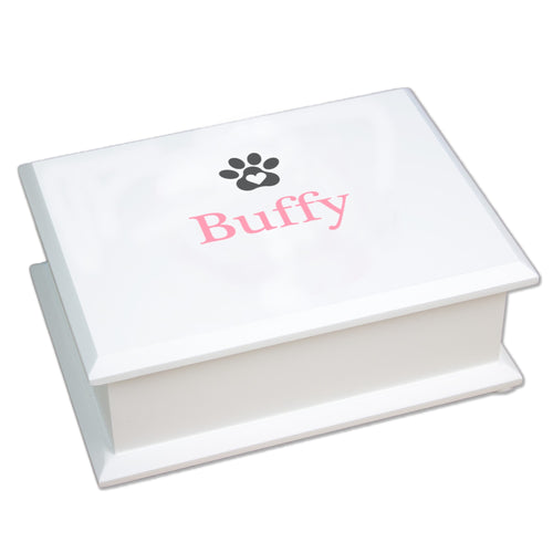 Personalized Lift Top Jewelry Box - Paw Print with Heart