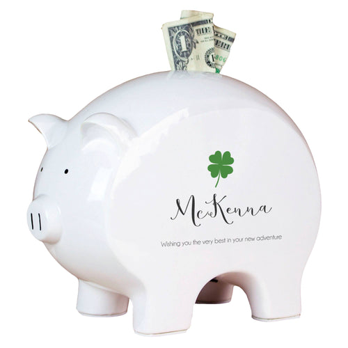 Personalized Lucky Clover Piggy Bank