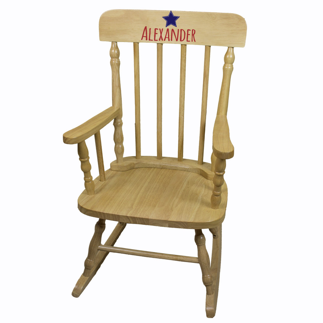 Natural Spindle Rocking Chair - Blue Star