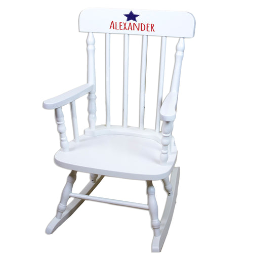 White Spindle Rocking Chair - Blue Star