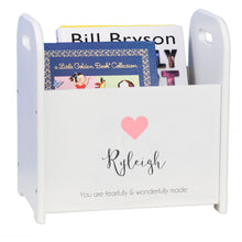 Personalized Pink Heart Book Caddy