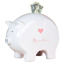 Personalized Piggy Bank - Pink Heart