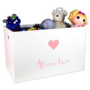 Open Top Toy Box - Pink Heart