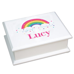 Personalized Lift Top Jewelry Box - Bright Rainbow