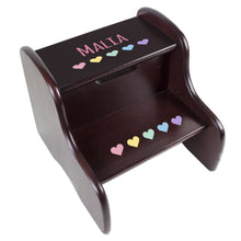 Personalized Espresso Two Step Stool - Multihearts