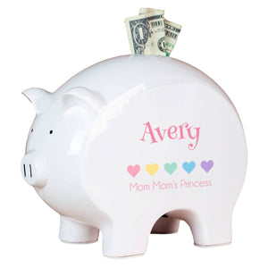 Personalized Piggy Bank - Multihearts