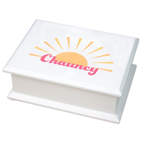 Personalized Lift Top Jewelry Box - Retro Sunburst