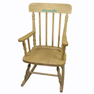 Natural Spindle Rocking Chair - Retro Sunburst