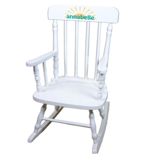 White Spindle Rocking Chair - Retro Sunburst