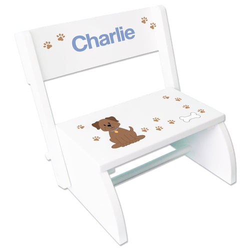 Child's White Flip Stool - Dog Breed