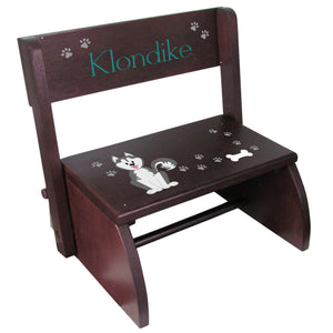 Personalized Dog Breed Espresso Flip Stool