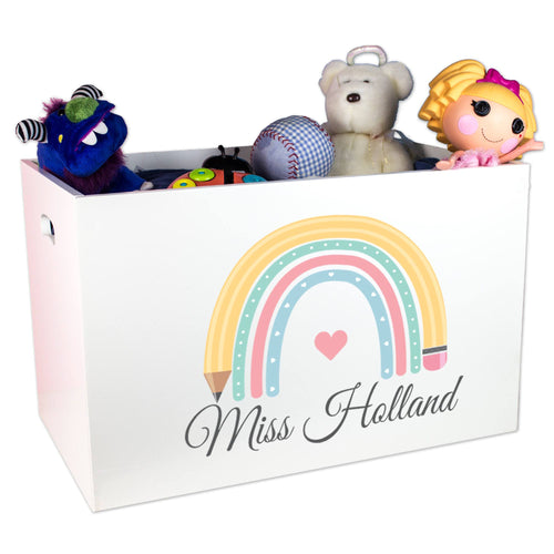 Personalized Teacher Rainbow Open Top Toy Box
