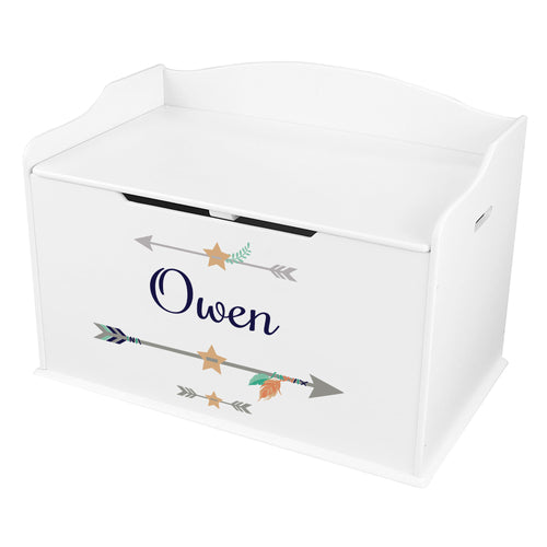 Boy's Tribal Arrow White Toy Box Bench