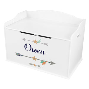 Boy's Tribal Arrow White Toy Box Bench