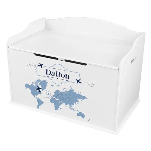Personalized Transportation Blue Piggy Bank