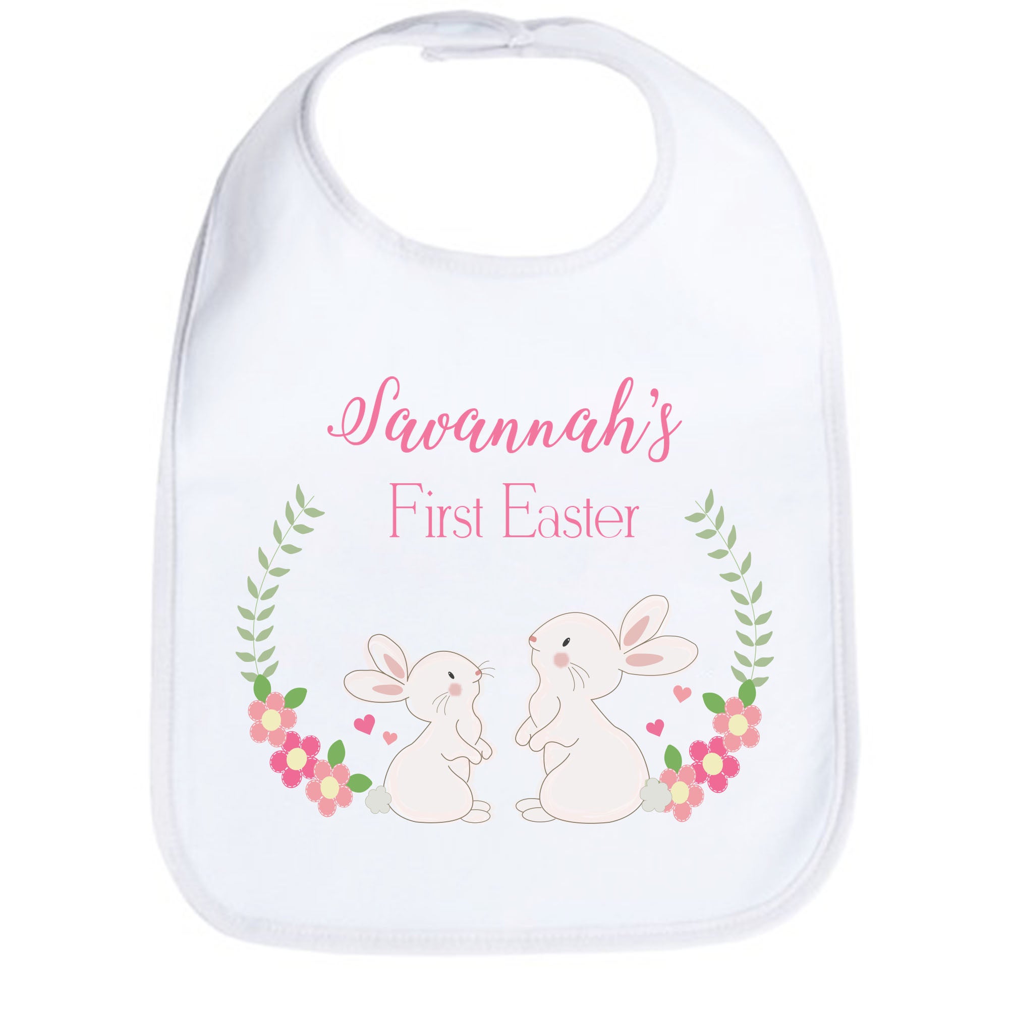 Personalized Floral Bunny Bib